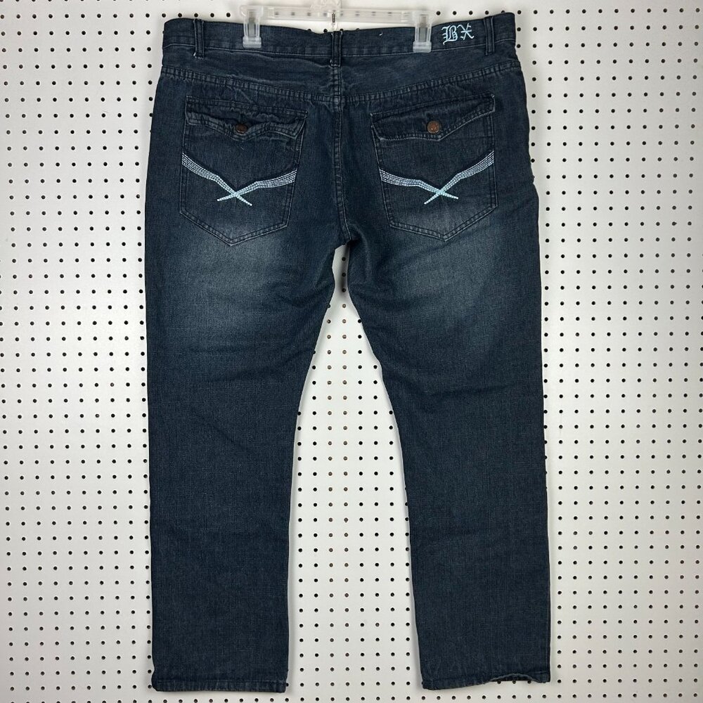 Brooklyn Xpress Y2K Baggy Jeans 42x32 Stitched Logo Honeycomb Flap Pocket Skate
